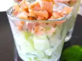 Recette Apéritif, des idées - verrine apéritif concombre, pomme et saumon fumé