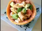Recette Salade avocat, saumon et pamplemousse rose.