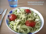 Recette Spaghetti au pesto et tomates cerises