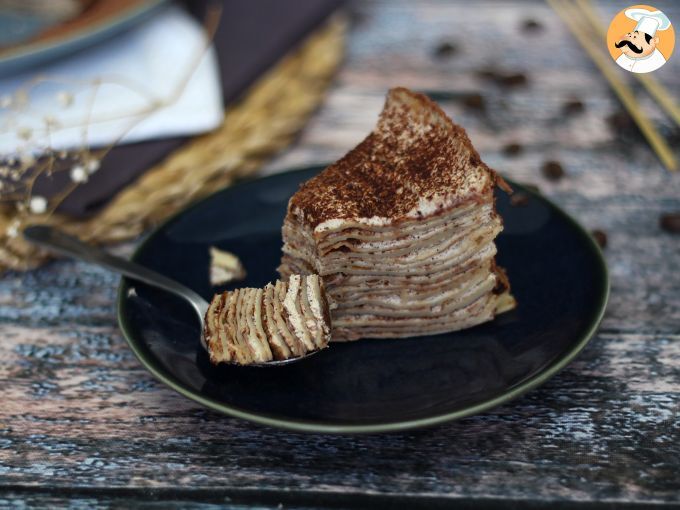 Gâteau de crêpes façon tiramisu au café et cacao