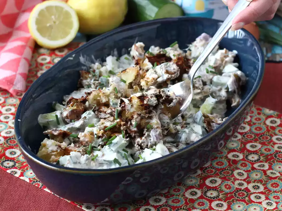 Recette Salade de concombre et pommes de terre croustillantes