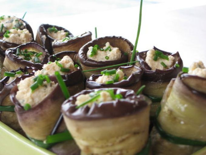 Roulé d'aubergines à la feta