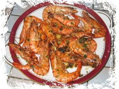 Recette Gambas flambées à l'eau de vie, à l'ail et au persil