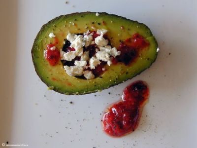 Recette Avocat au chèvre, sauce framboise