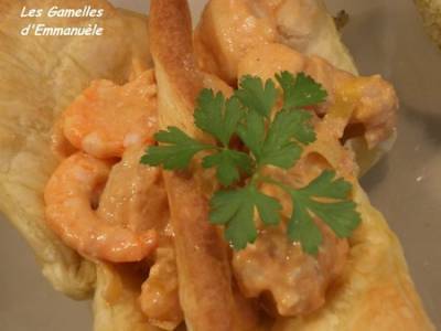 Recette Coupelles croustillantes de lotte et crevettes si crémeuses