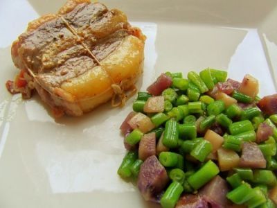 Recette Tournedos de canard au foie gras et pruneaux, haricotto à la vitelotte