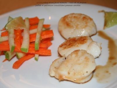 Recette Noix de st jacques poêlées et paillasson croustillant pommes-carottes