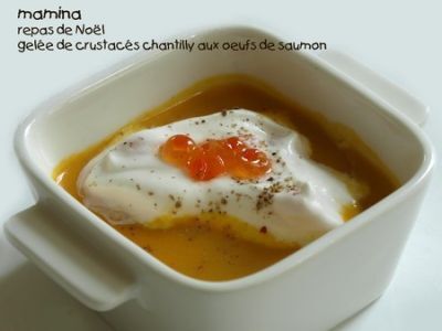 Recette Verrine de gelée de crustacés aux oeufs de saumon pour les fêtes