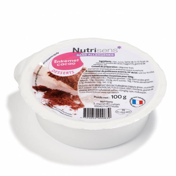 2 desserts Nutrisens sans allergènes