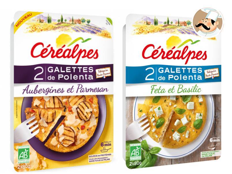 Des galettes de polenta ensoleillées par Céréalpes