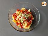 Etape 5 - Salade de pâtes à la crème d'avocat, amandes et tomates cerises