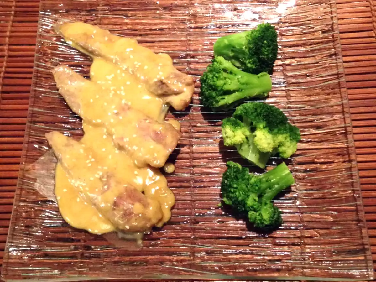 Aiguillettes de canard sauce moutarde et miel