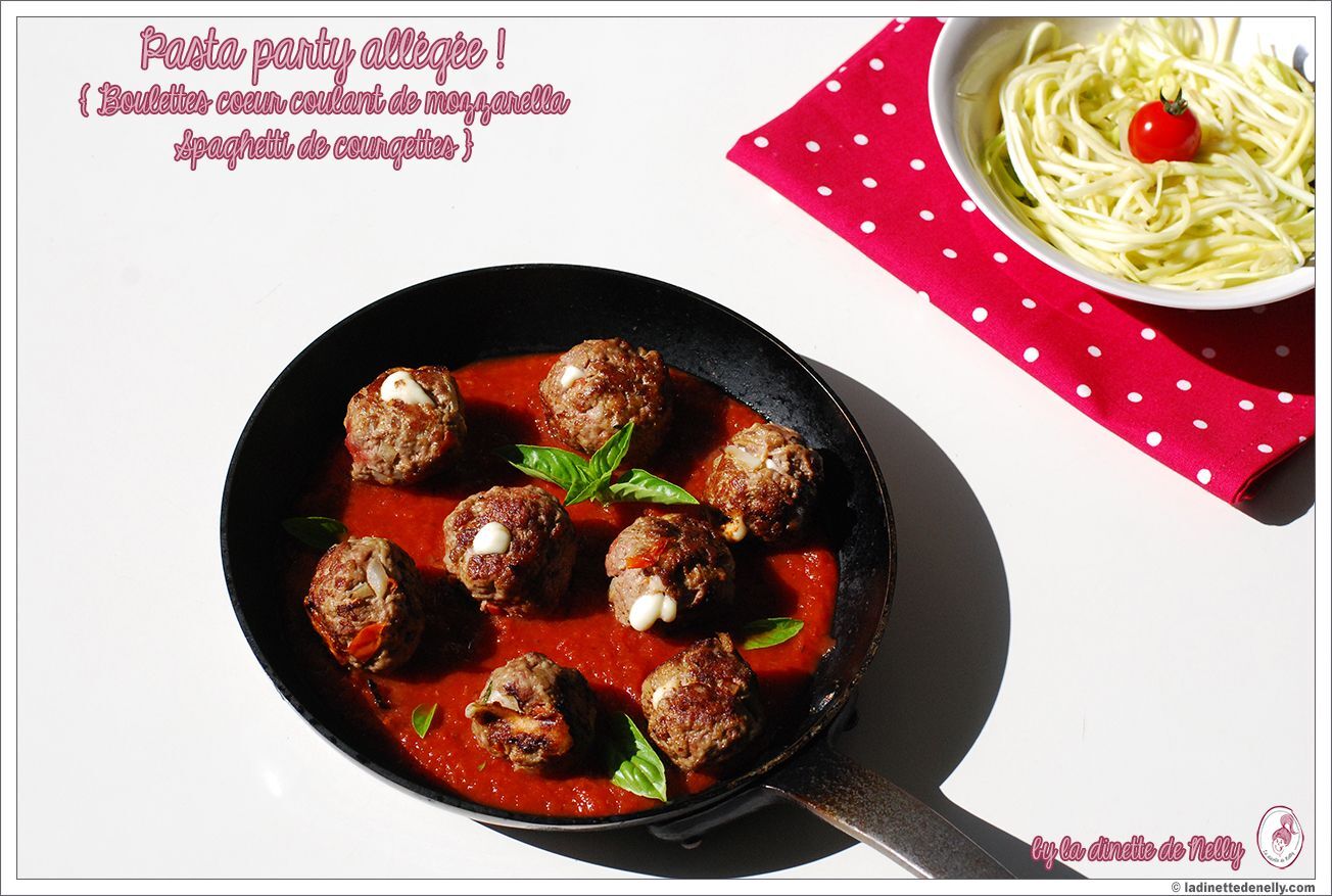 Spaghettis aux boulettes de boeuf-courgette - Recette Ptitchef