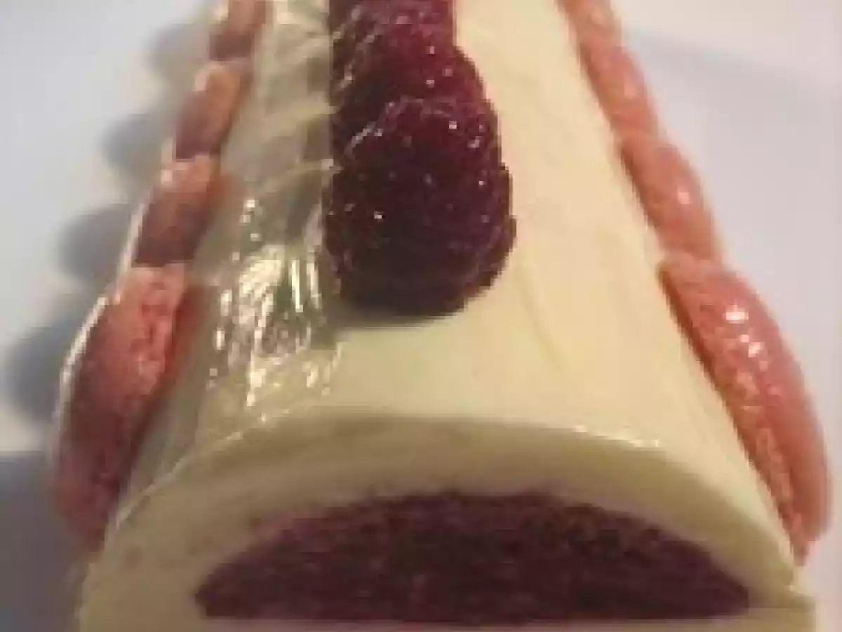Bûche chocolat blanc framboises - photo 3