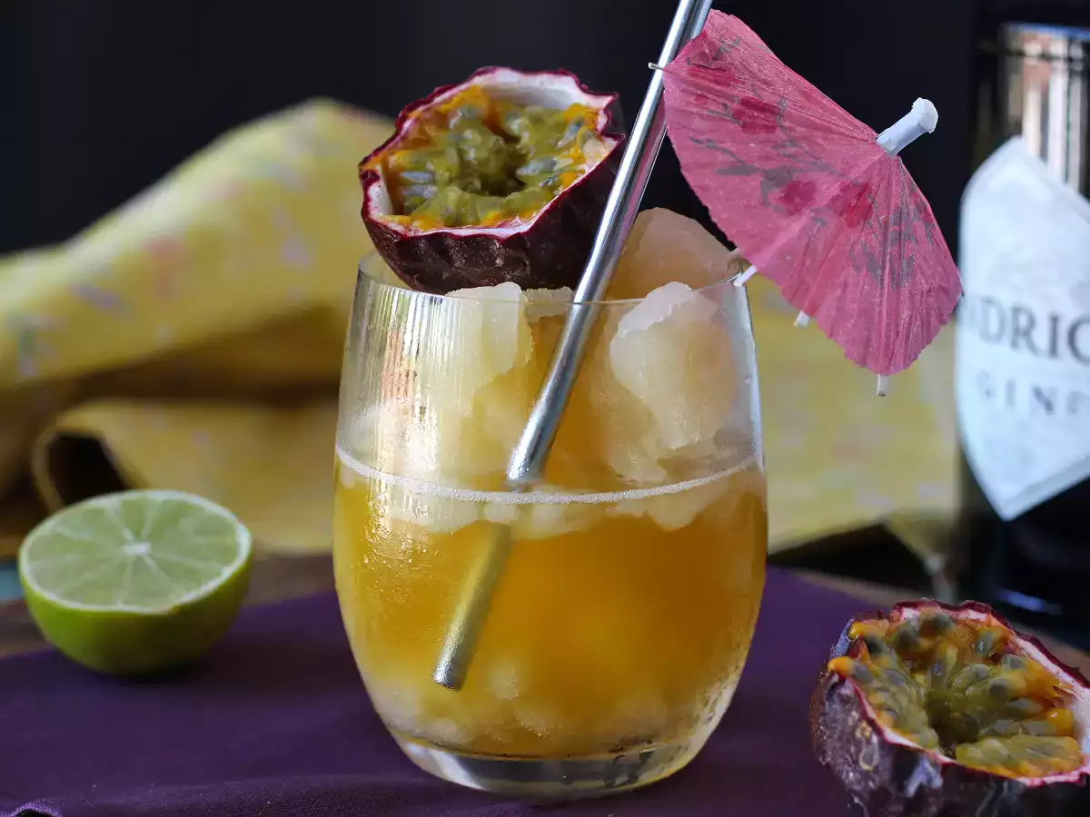 Cocktail granité gin et fruit de la passion, la boisson fraiche de l'été!