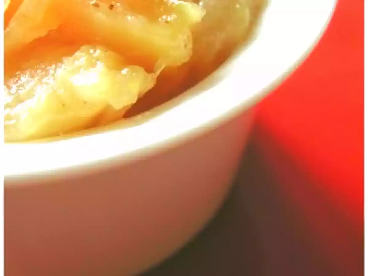 Compote LEGERE de mangue, pomme, zeste de citron et vanille