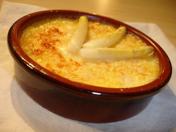 Creme brulee aux asperges et au parmesan - Recette Ptitchef