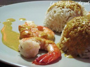 Crevettes, riz pilaf et sauce curry - Recette Ptitchef