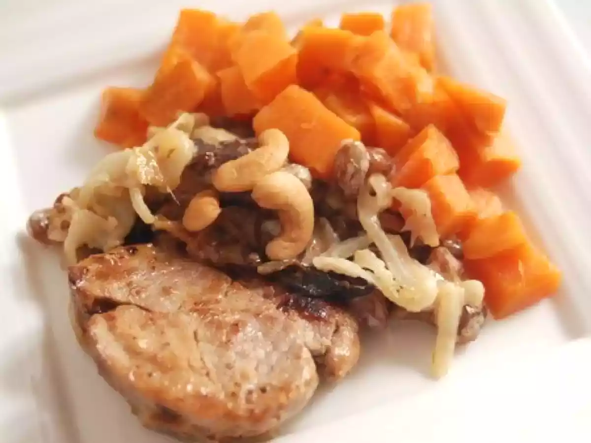 Filet mignon au lait de coco, gingembre et raisins secs