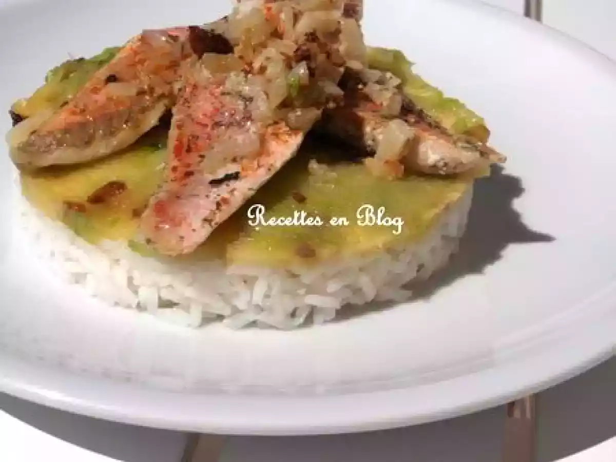 FILETS DE ROUGETS ET SON ECRASEE DE COURGETTES SUR RIZ THAI - photo 3