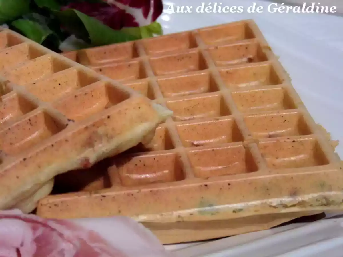 Gaufres salées à la tomate séchée, pancetta et parmesan