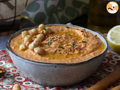 Recette Houmous aux poivrons rouges, la tartinade parfaite pour l'apéro!