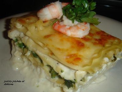 Lasagne de rapinis, sauce béchamel aux crevettes - Recette Ptitchef