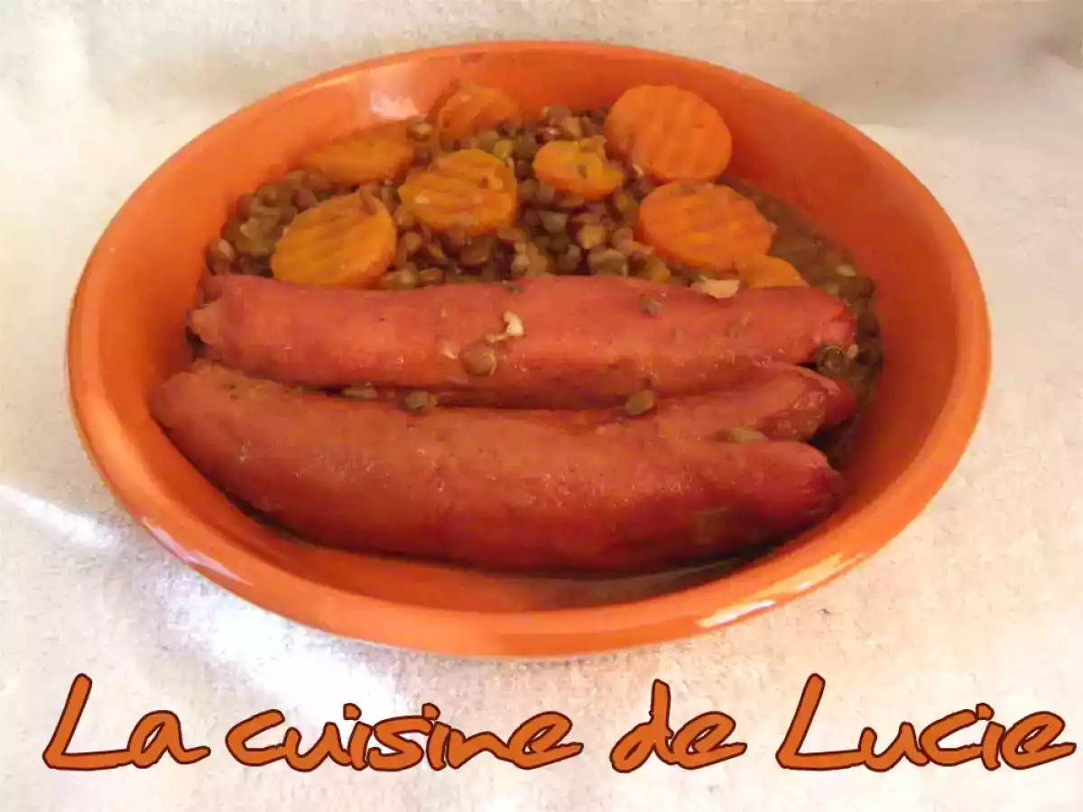 Lentilles vertes du puy aux saucisses