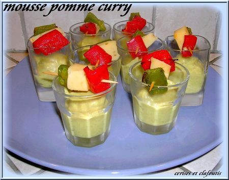 Mini-verrines: mousse de pomme au curry et sa mini brochette - Recette  Ptitchef