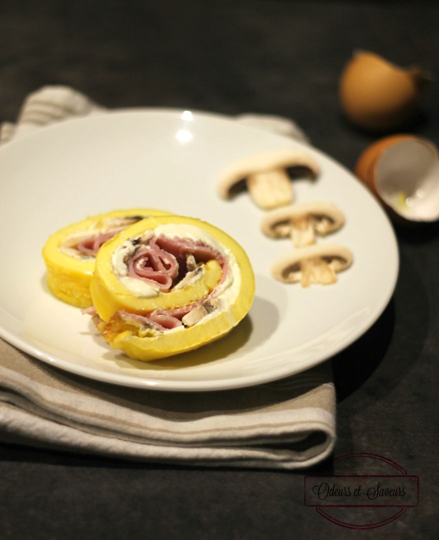 Omelette Roulee Fromage Frais Jambon Et Champignons Recette Ptitchef