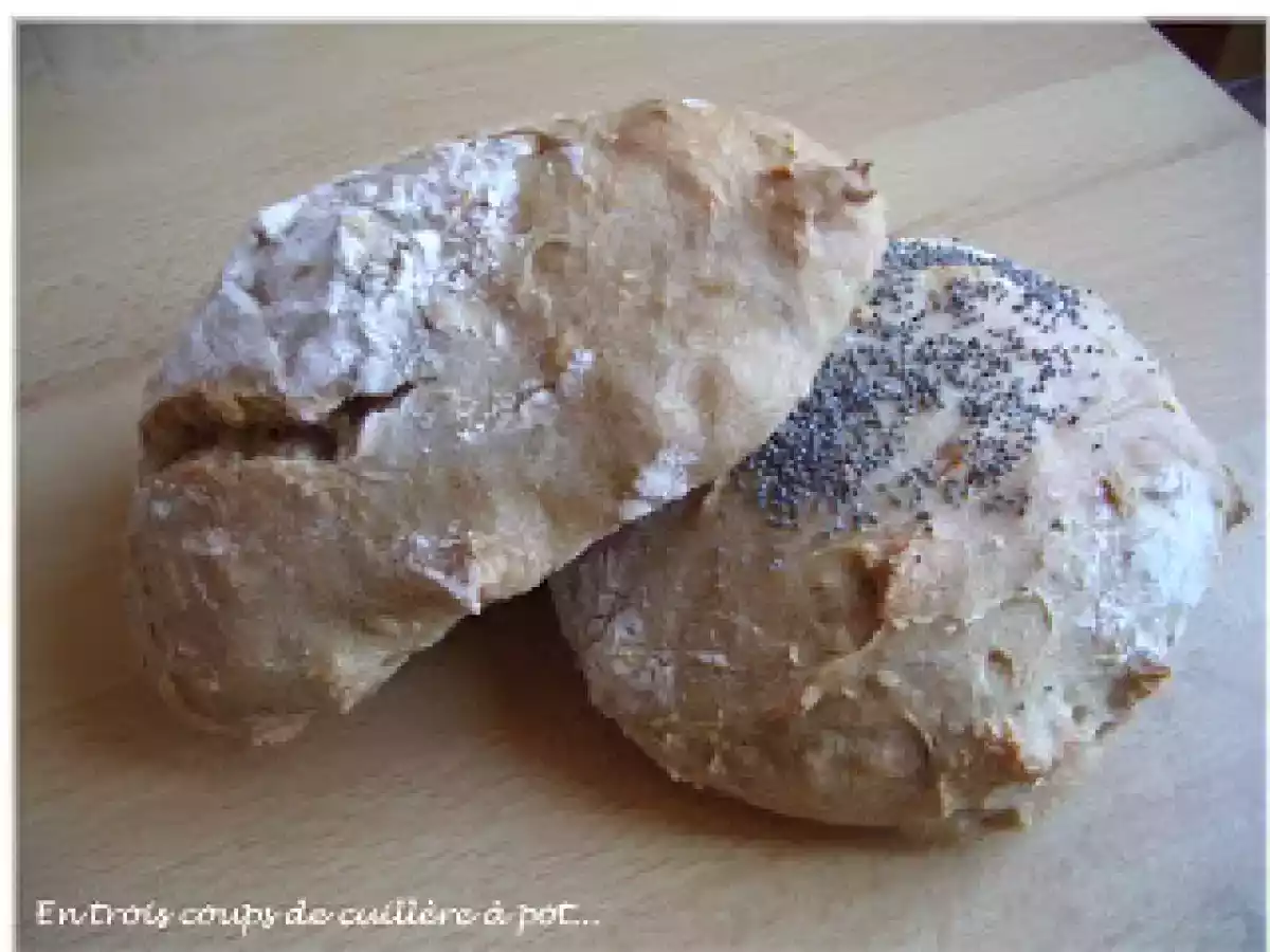 Pain sans pétrissage... version farine complète, parsemée de graines de pavot...