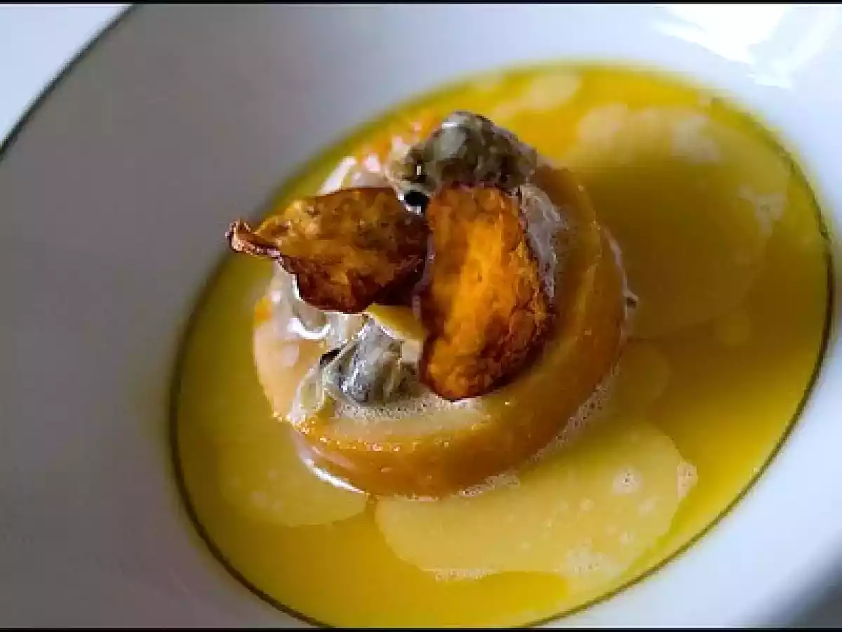 Palourdes à la patate douce, jus de mandarine à l'huile d'olive