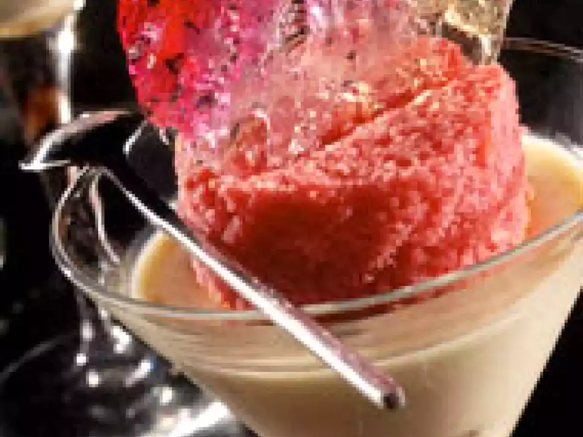 PANNA COTTA aux MARRONS, FINANCIER à la ROSE et TUILE GLUCOSE