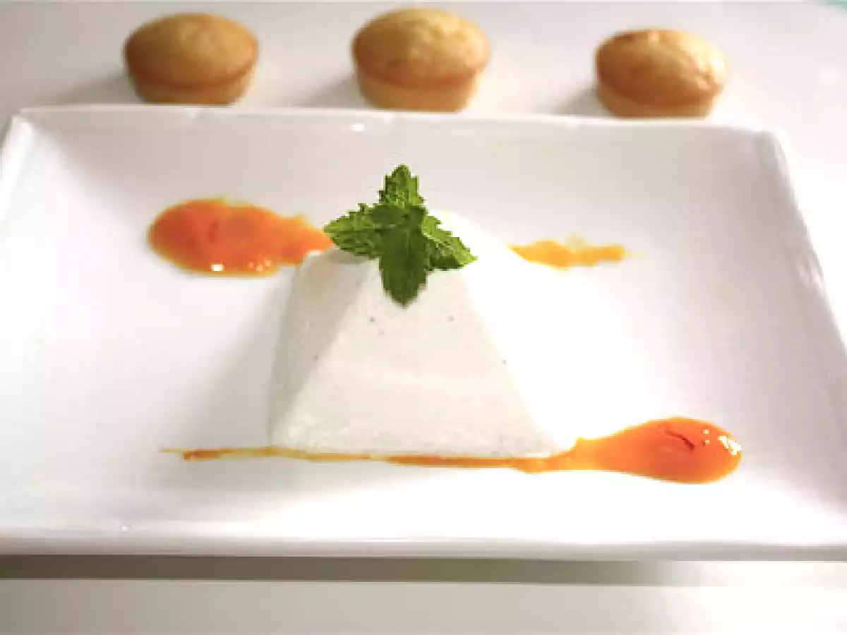 Panna cotta légère et glacée à la vanille, coulis d'abricot au safran - photo 2