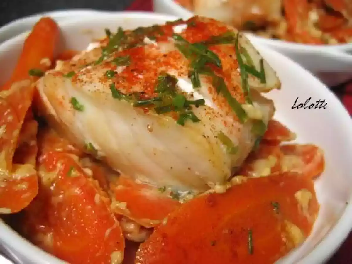 Petit plat gourmand de cabillaud pané à la ciboulette sur lit de carottes - photo 3