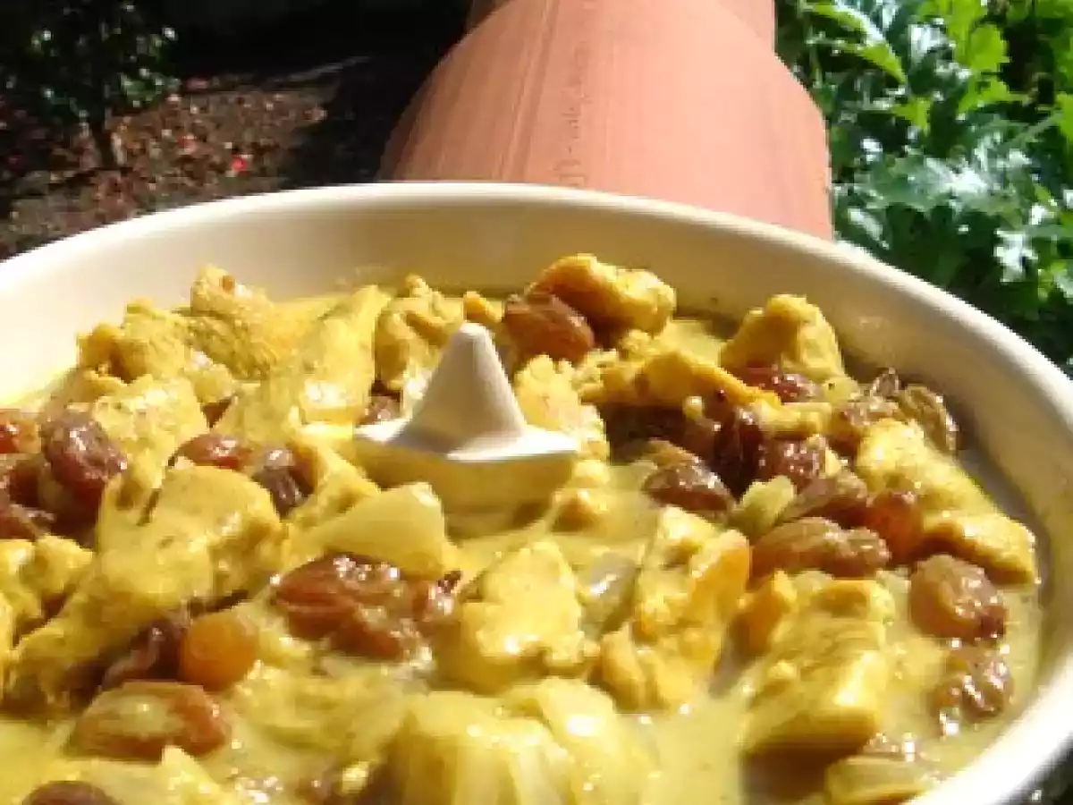 Poulet au curry version trois raisins, les enfants adorent !