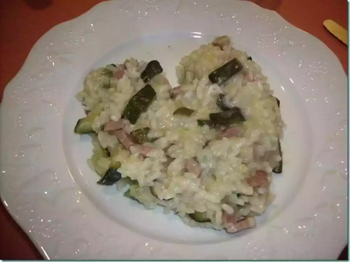 Quand 2 recettes se rencontrent...Risotto aux courgettes et aux lardons