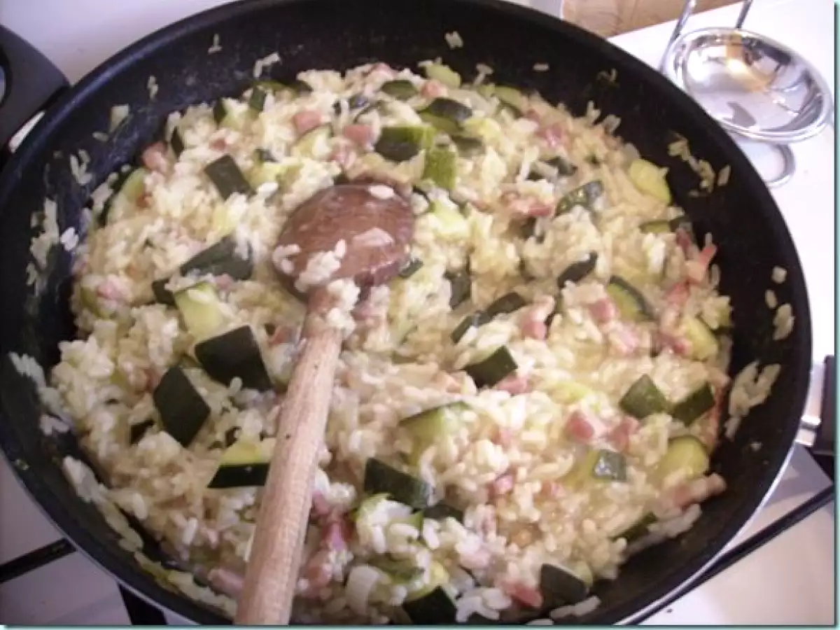 Quand 2 recettes se rencontrent...Risotto aux courgettes et aux lardons - photo 2