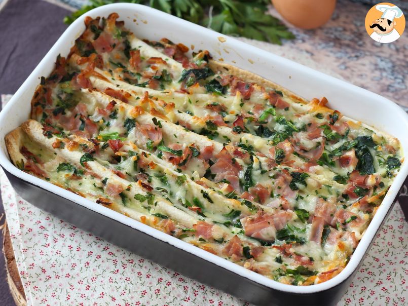 Que faire avec des tortillas? Gratin au jambon, épinards et mozzarella façon crinkle cake - photo 3