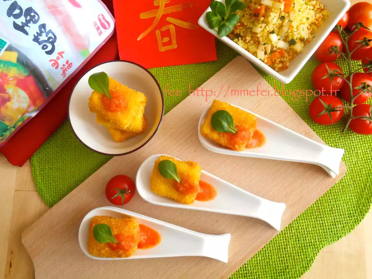Recette Tofu d'oeuf pané au sauce tomate à l'ail (recette pour nouvel an chinois) - photo 2