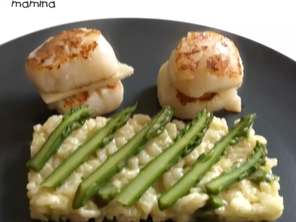 Risotto aux asperges vertes, coquilles Saint Jacques et pecorino romano - photo 2