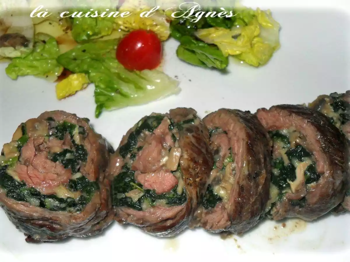 roulés de bavette farcis au gorgonzola et aux épinards - photo 2