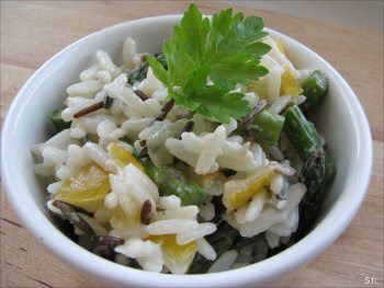 Salade De Riz Asperges Vertes Tomates Jaunes Sauce Au Boursin