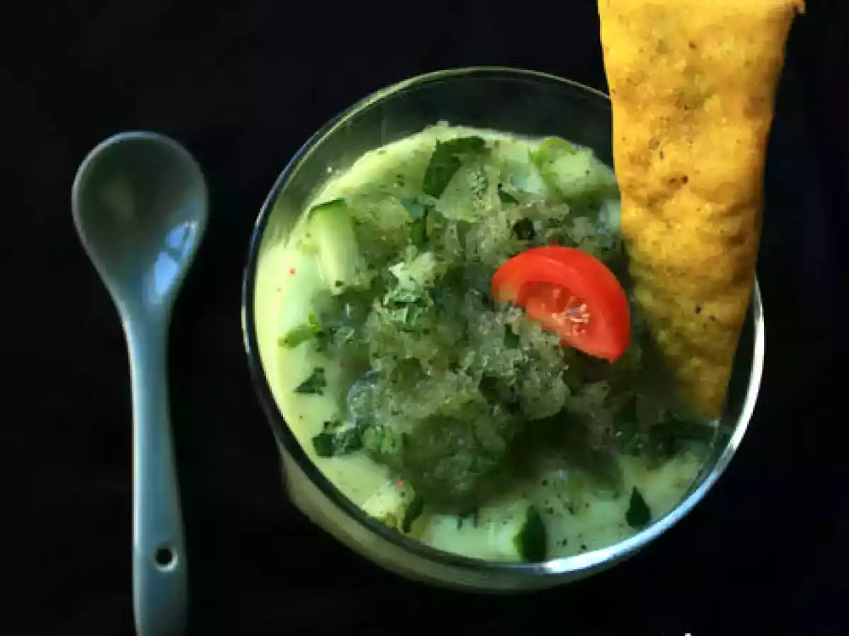 Soupe froide d'avocat au citron vert, granité concombre menthe - photo 2