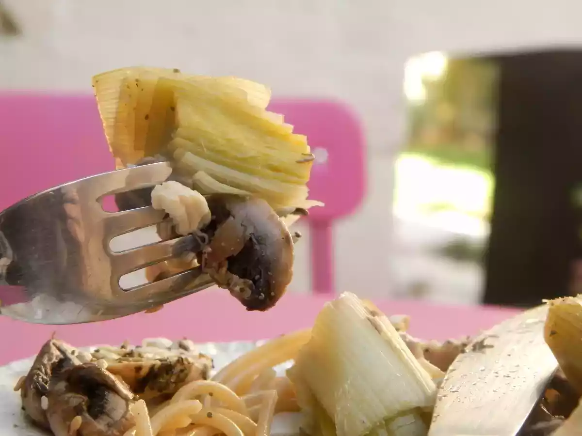 spaghetti, légumes et viande blanche, moins de 300 calories - photo 2