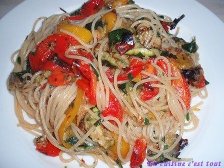 Spaghettis aux légumes grillés - Recette Ptitchef