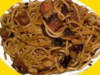 spaghettis et jambon cuit & crème d'oignon et échalote