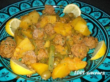 Tajine aux boulettes de viande (keftas), pommes de terre et poivrons -  Recette Ptitchef