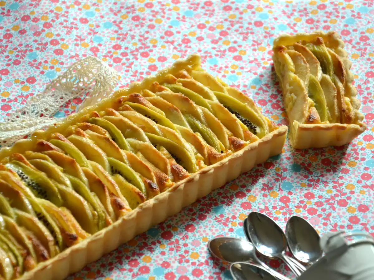 Tarte aux pommes & kiwis et à la crème pâtissière { ultra-légère } - photo 2