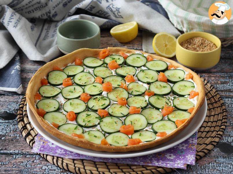 Tarte d'été super rafraichissante: ricotta, concombre et saumon fumé